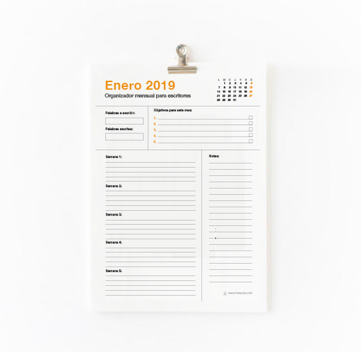 planificador mensual para escritores 2019
