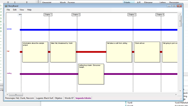 yWriter storyboard